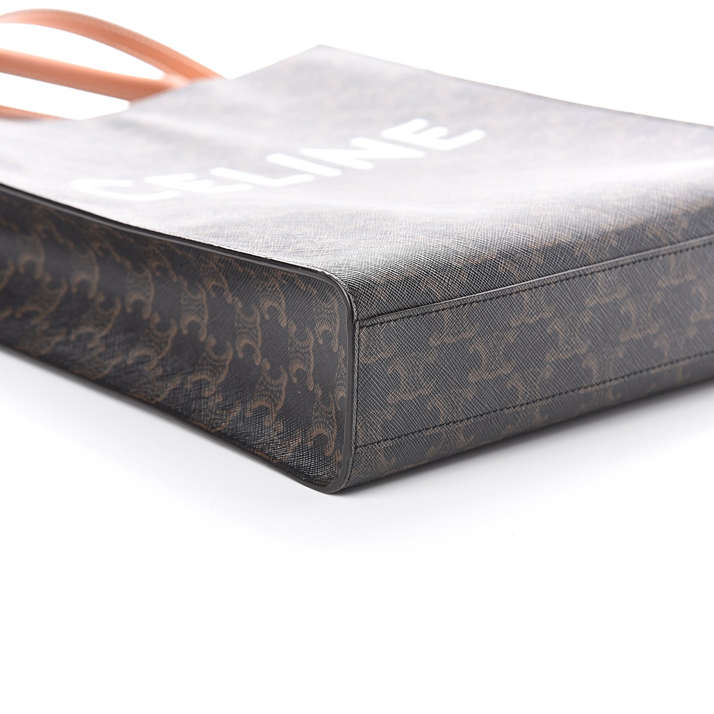 Triomphe Canvas Calfskin Small Vertical Cabas Tan