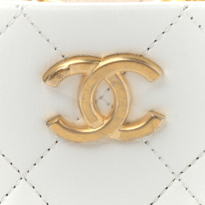 Chanel Lambskin Quilted Pearl Crown Clutch Bag White 8 of 10