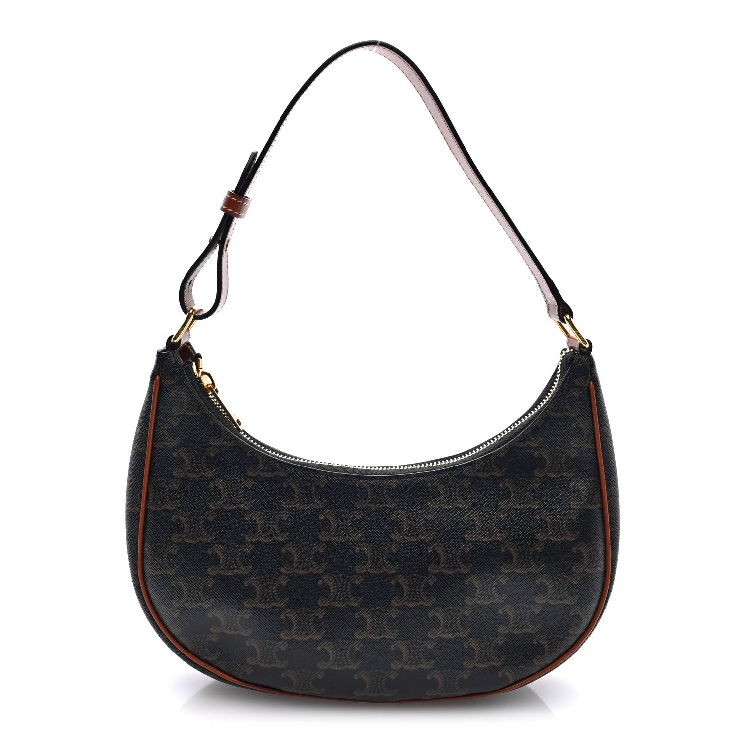 Celine Triomphe Canvas Calfskin Ava Shoulder Bag Tan 1 of 10