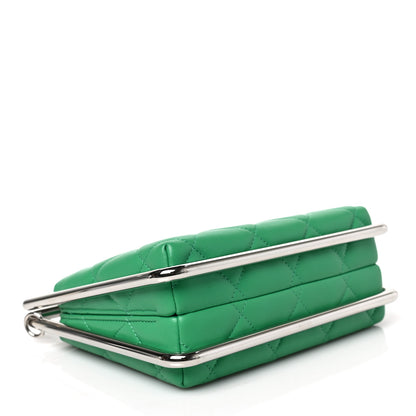 Chanel Quilted Lambskin Metal Bar Clutch Bag Green 3 of 7