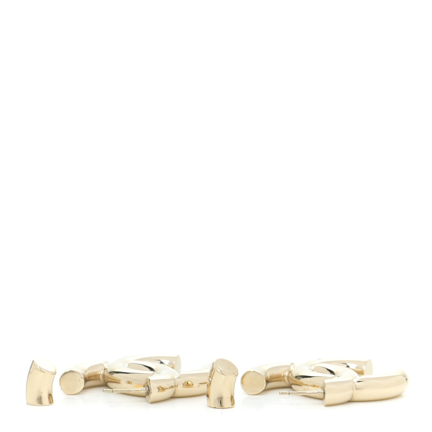 Metal Large CC Earrings Light Gold