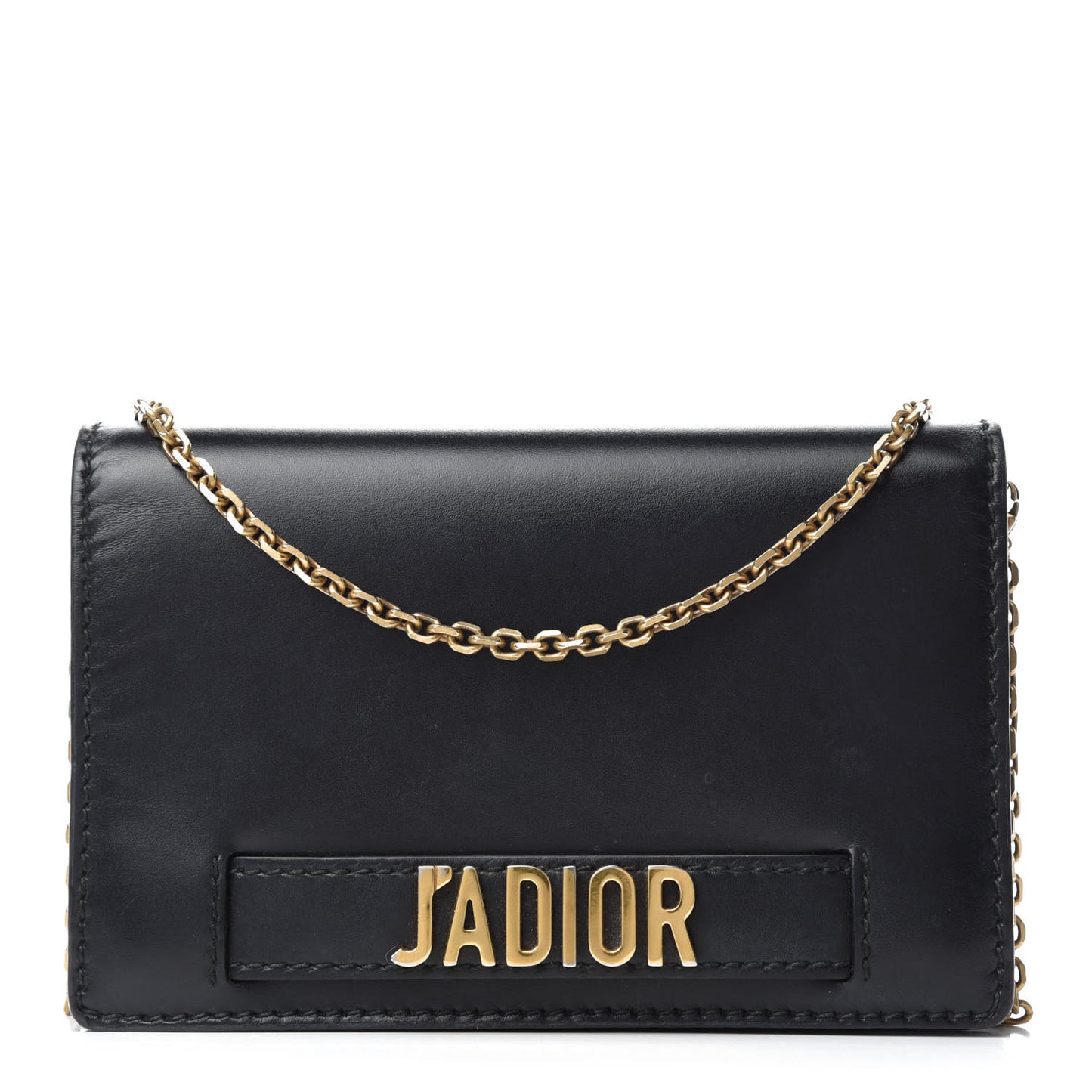 Calfskin J'Adior Wallet on Chain Pouch Black