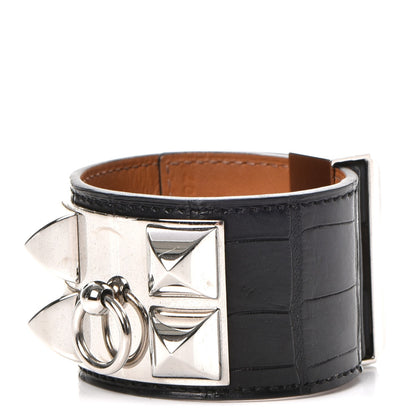Hermes Matte Alligator Collier de Chien CDC Bracelet S Black 1 of 9