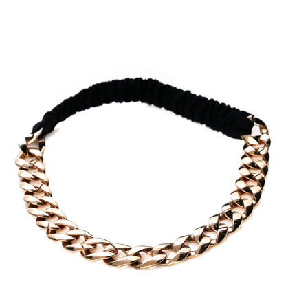 Chanel Canvas Chain CC Headband Black Gold 1 of 6