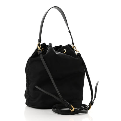 Prada Saffiano Tessuto Nylon Mini Bucket Crossbody Bag Black 2 of 11
