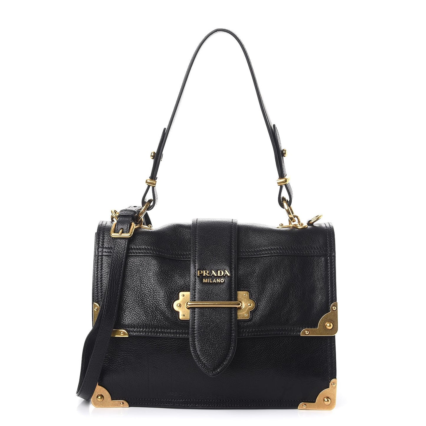 Calfskin Saffiano Cahier Top Handle Bag Black