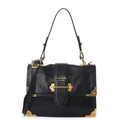 Prada Calfskin Saffiano Cahier Top Handle Bag Black 1 of 8