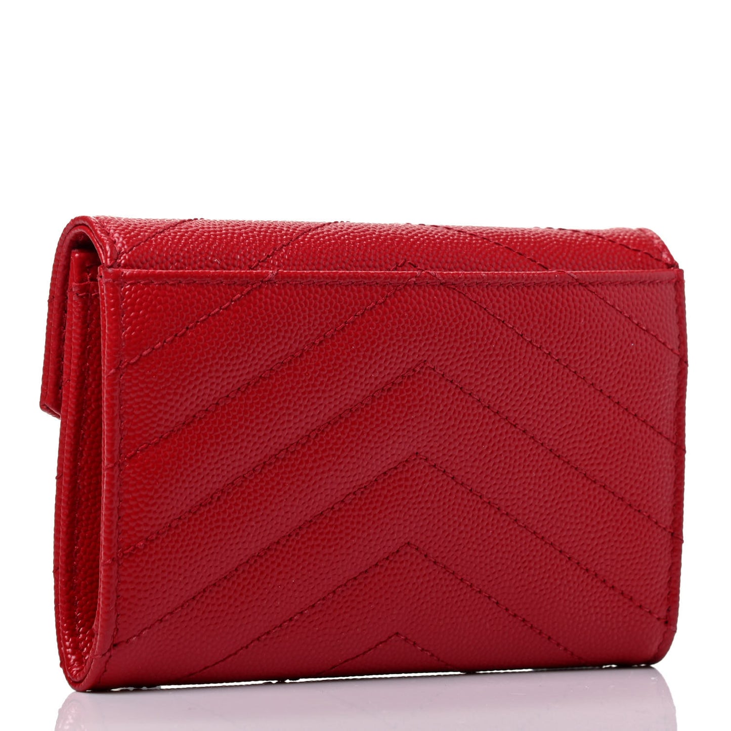 Grain De Poudre Matelasse Chevron Small Monogram Envelope Wallet Rouge Eros