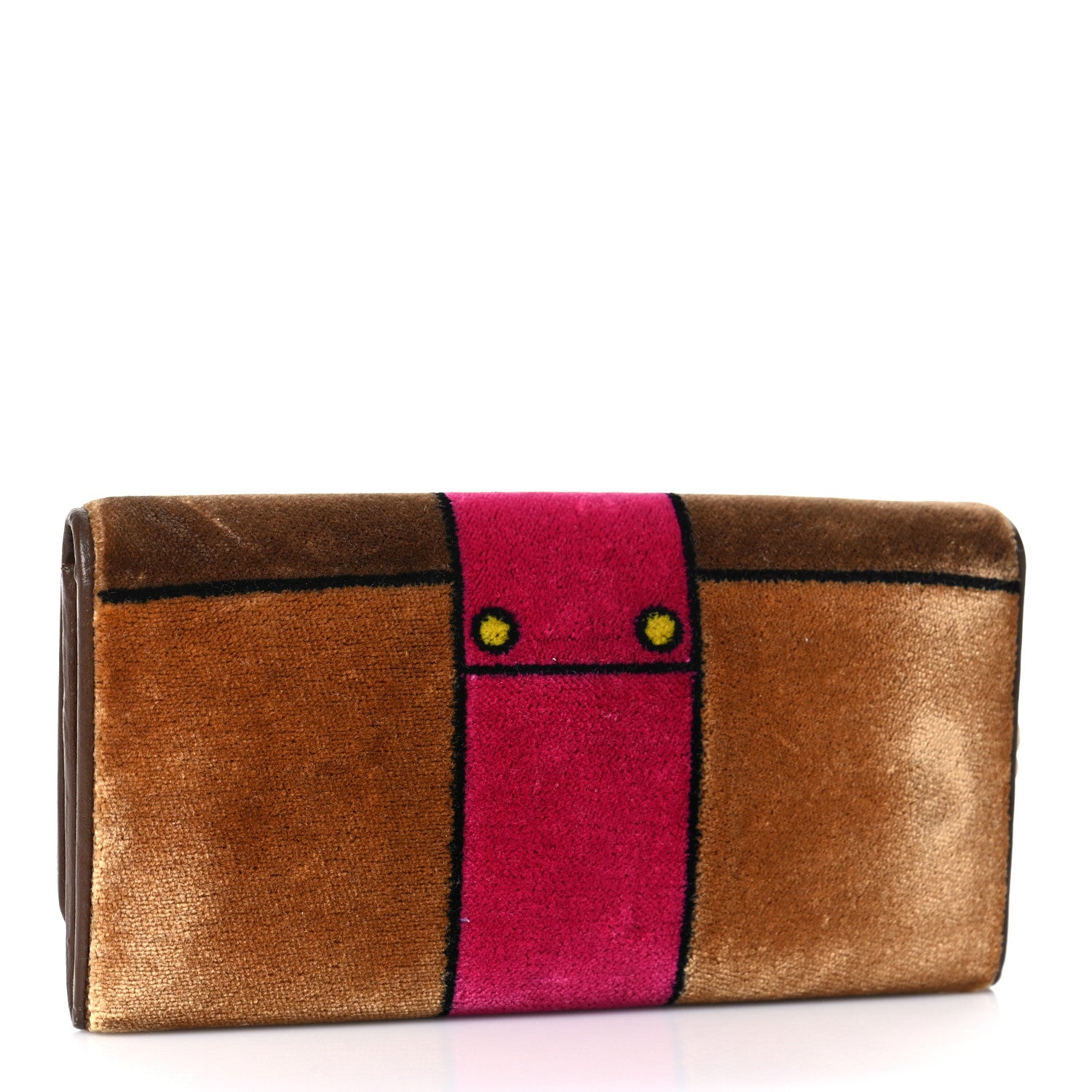 Prada Velluto Ricamo Cahier Wristlet Flap Wallet Cammello 3 of 11