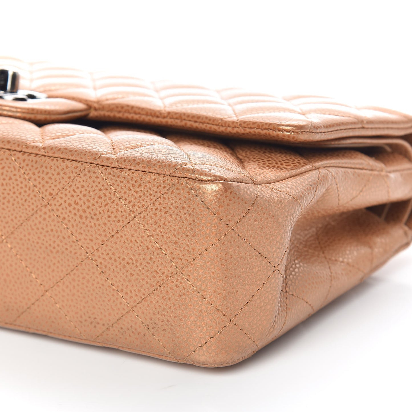 Metallic Caviar Quilted Medium Double Flap Copper