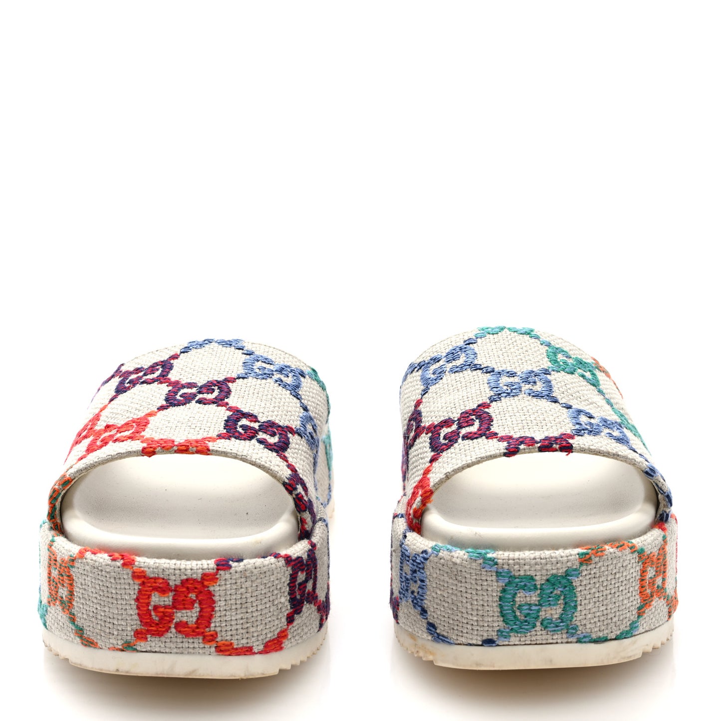 Linen Psychedelic Mini GG Monogram Angelina Platform 55mm Slide Sandals 38 Multicolor