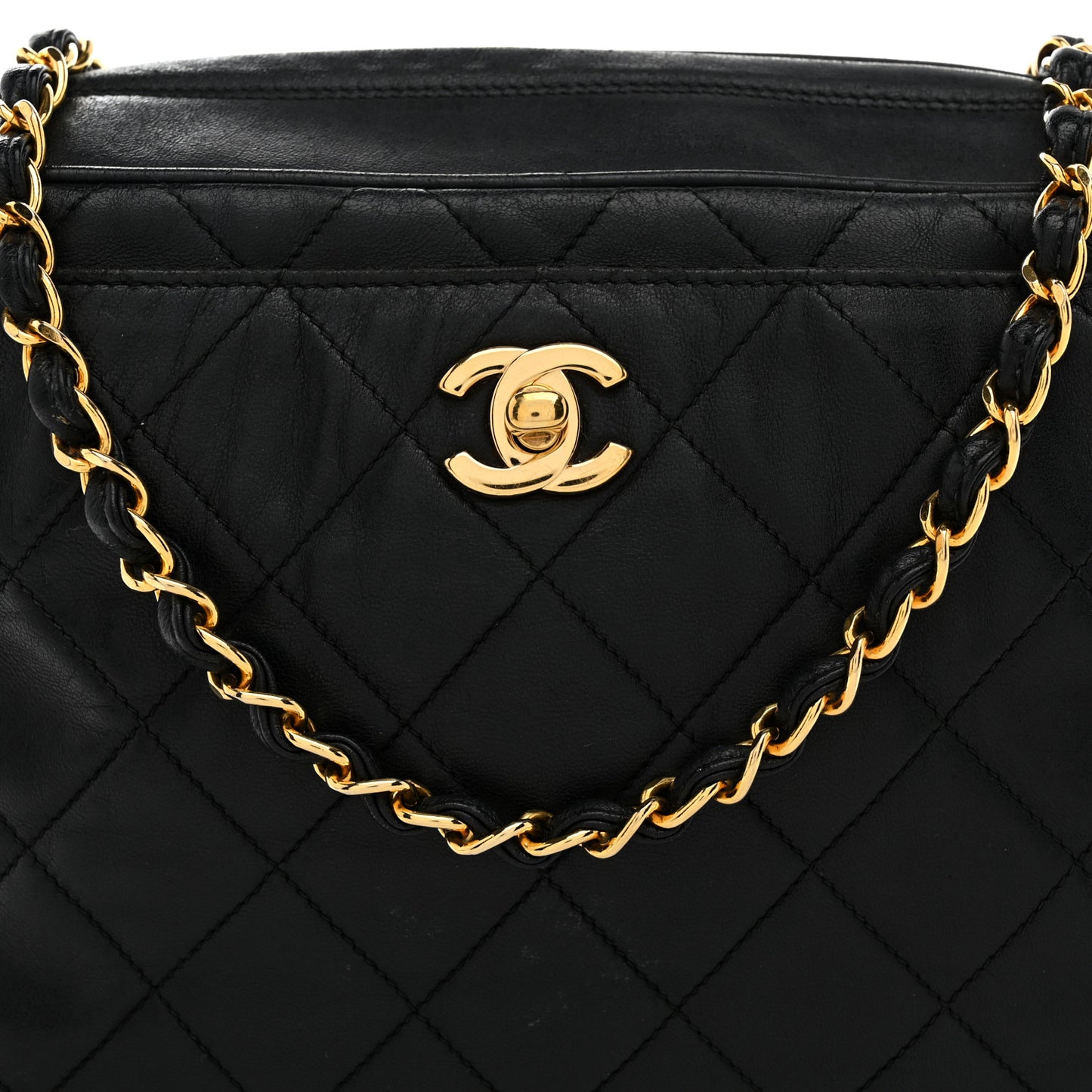 Lambskin Quilted Camera Case Black