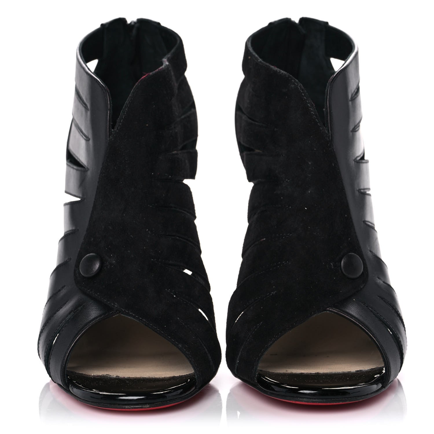 Christian Louboutin Calfskin Toot Mignonne 100 Cutout Booties 38.5 Black 2 of 9