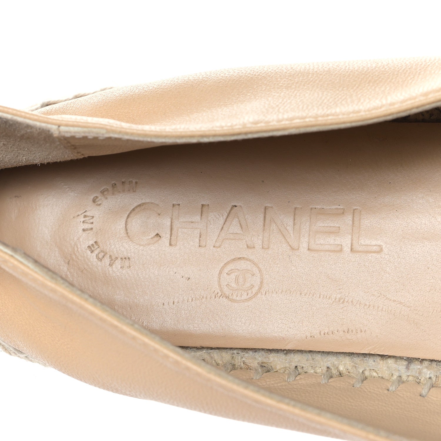 Chanel Lambskin CC Espadrilles 39 Beige Black 7 of 8