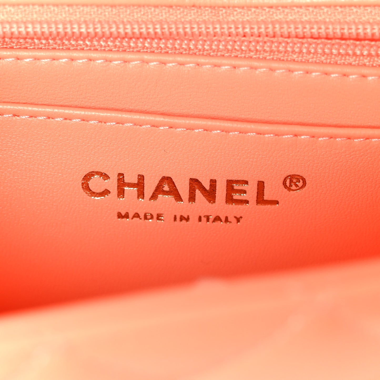 Lambskin Quilted Mini Top Handle Rectangular Flap Light Orange
