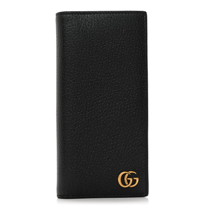 Gucci Calfskin Boar Effect GG Marmont Long Wallet Black 1 of 7