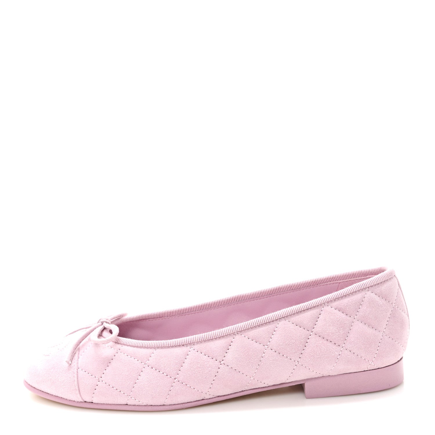 Chanel Suede Quilted Cap Toe CC Ballerina Flats 36 Light Pink 1 of 9