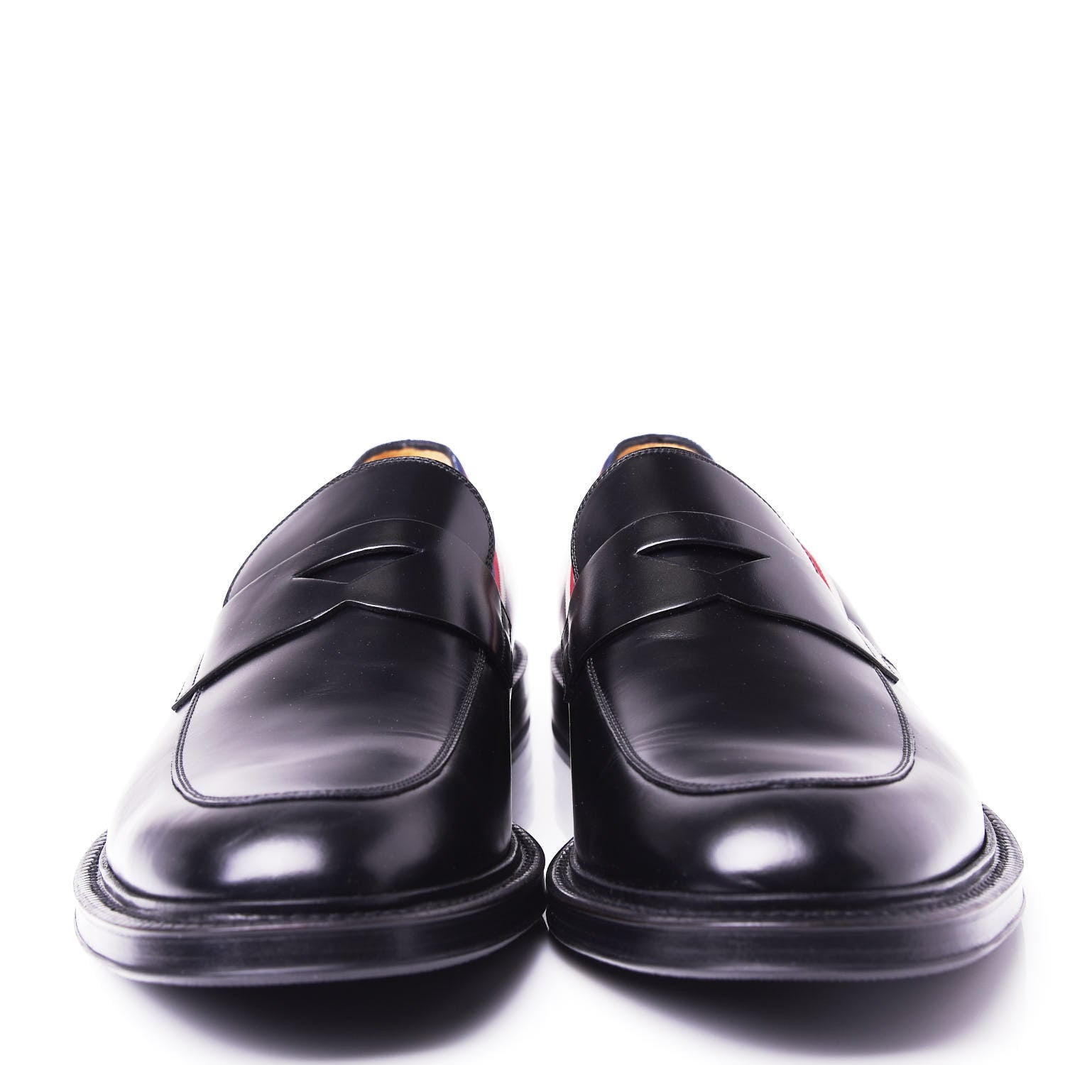 Gucci Calfskin Mens Web Sylvie Loafers 10.5 Black 5 of 12