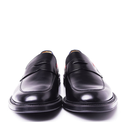 Gucci Calfskin Mens Web Sylvie Loafers 10.5 Black 5 of 12