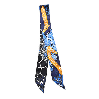 Hermes Silk The Three Graces Twilly Bleu Nuit Gold Black 2 of 4