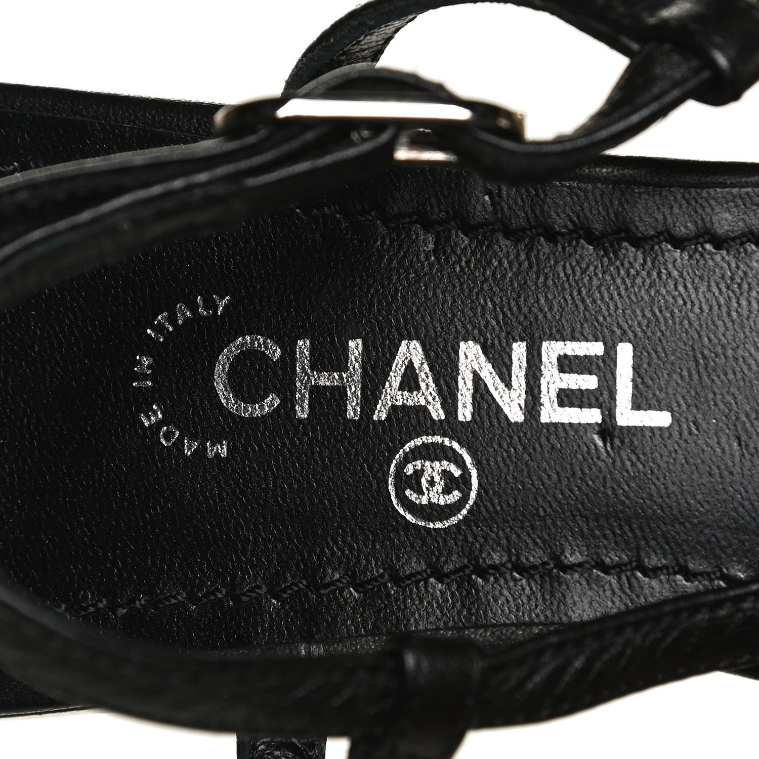 Chanel Calfskin CC Thong Sandals 38 Black 10 of 11