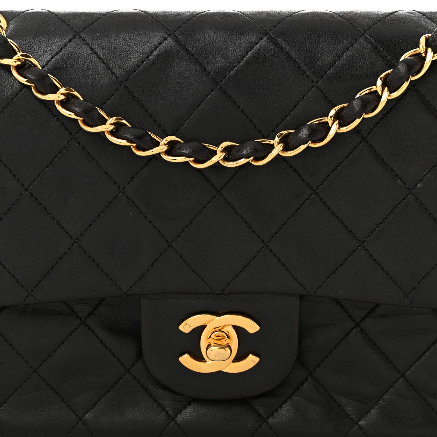Chanel Lambskin Quilted Medium Double Flap Black 8 of 10