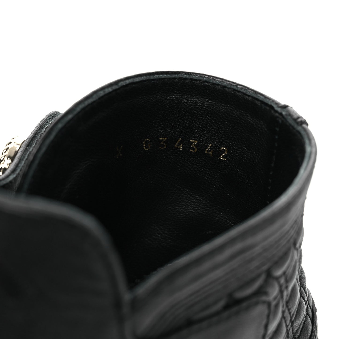Lambskin Quilted Cap Toe Short Boots 36.5 Black