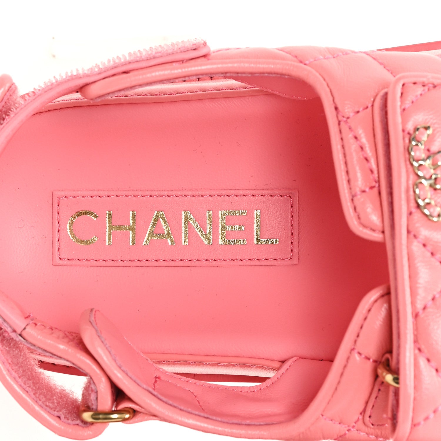 Chanel Lambskin Quilted Velcro Dad Chain CC Sandals 40 Pink 8 of 9