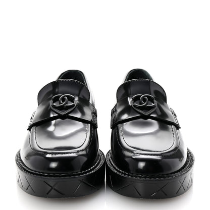 Chanel Shiny Calfskin Quilted CC Mocassin Loafers 35 Black 3 of 10