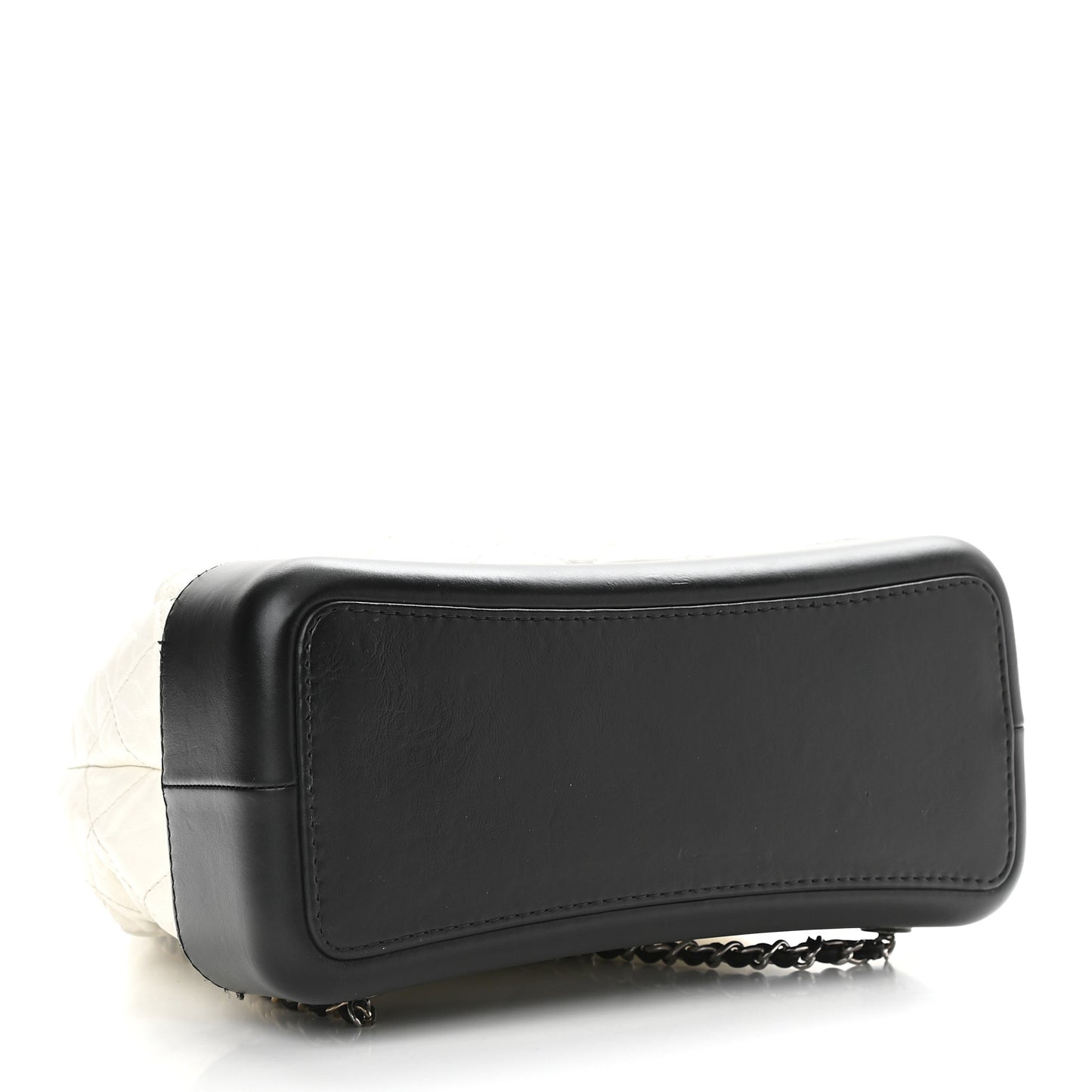 Aged Calfskin Quilted Gabrielle Backpack Black White