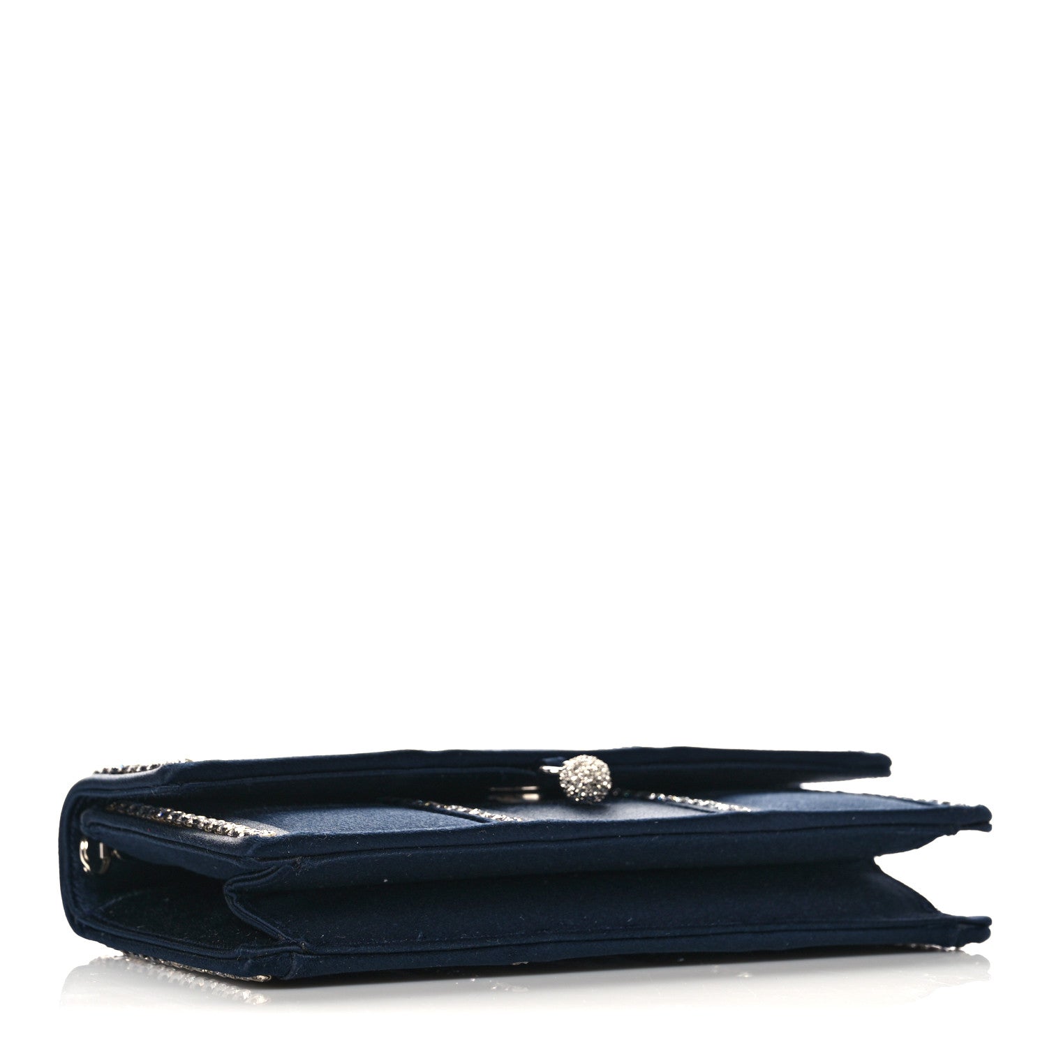 Judith Leiber Crystal Satin Clutch Navy Blue 3 of 9