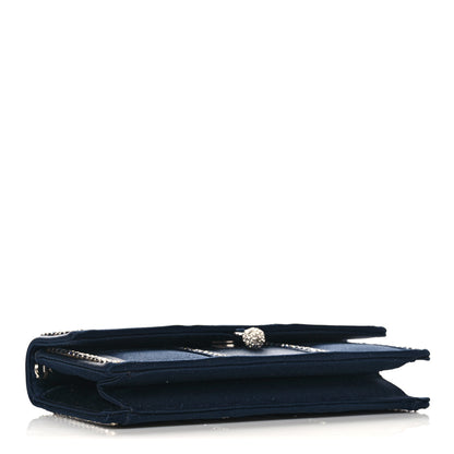 Judith Leiber Crystal Satin Clutch Navy Blue 3 of 9