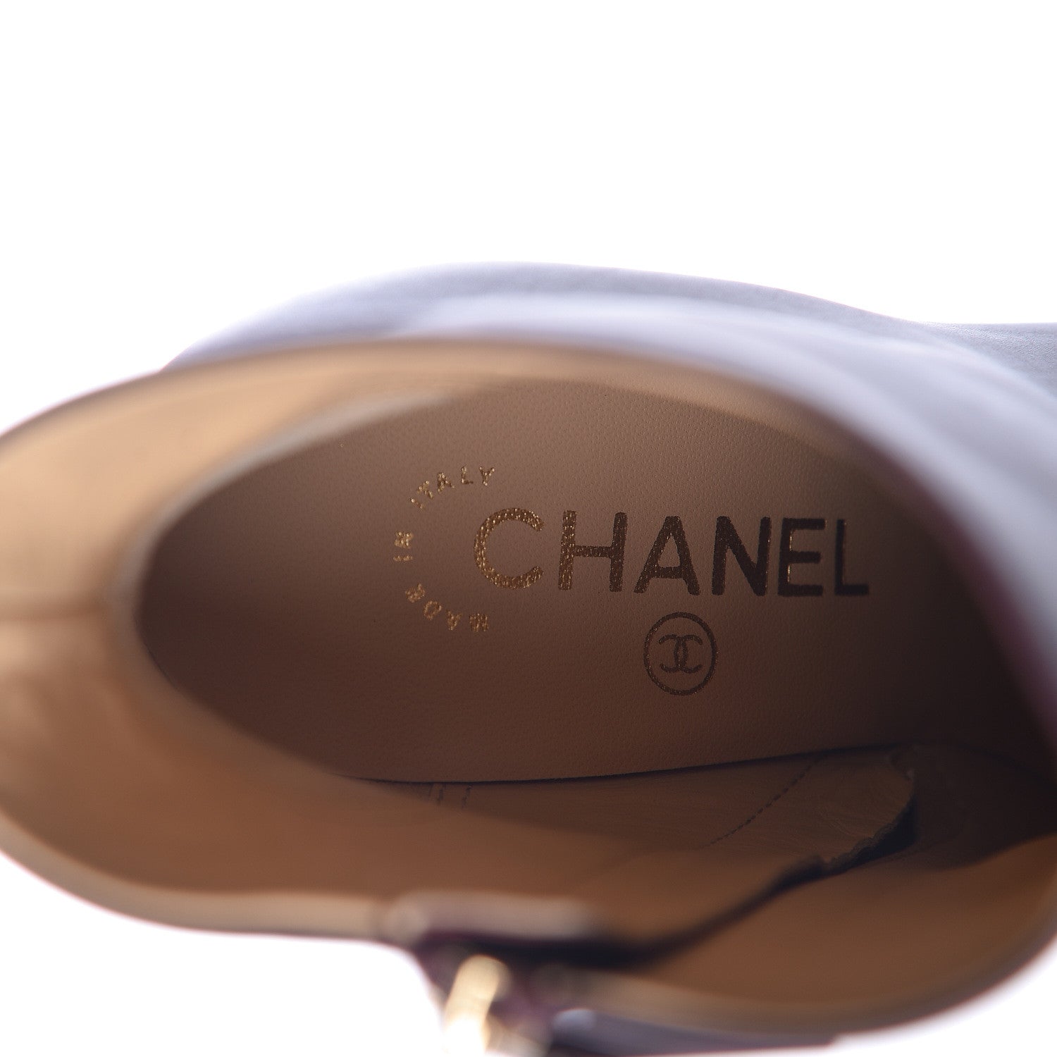 Chanel Calfskin Cap Toe CC Short Boots 37 Burgundy Black 7 of 8