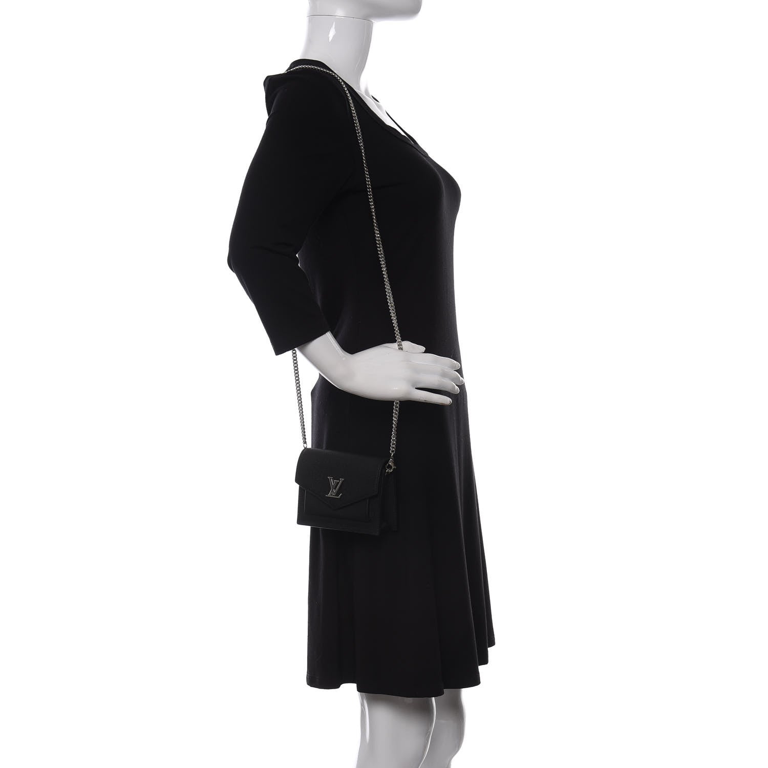 Louis Vuitton Soft Calfskin Mini My Lockme Chain Pochette Black 2 of 10
