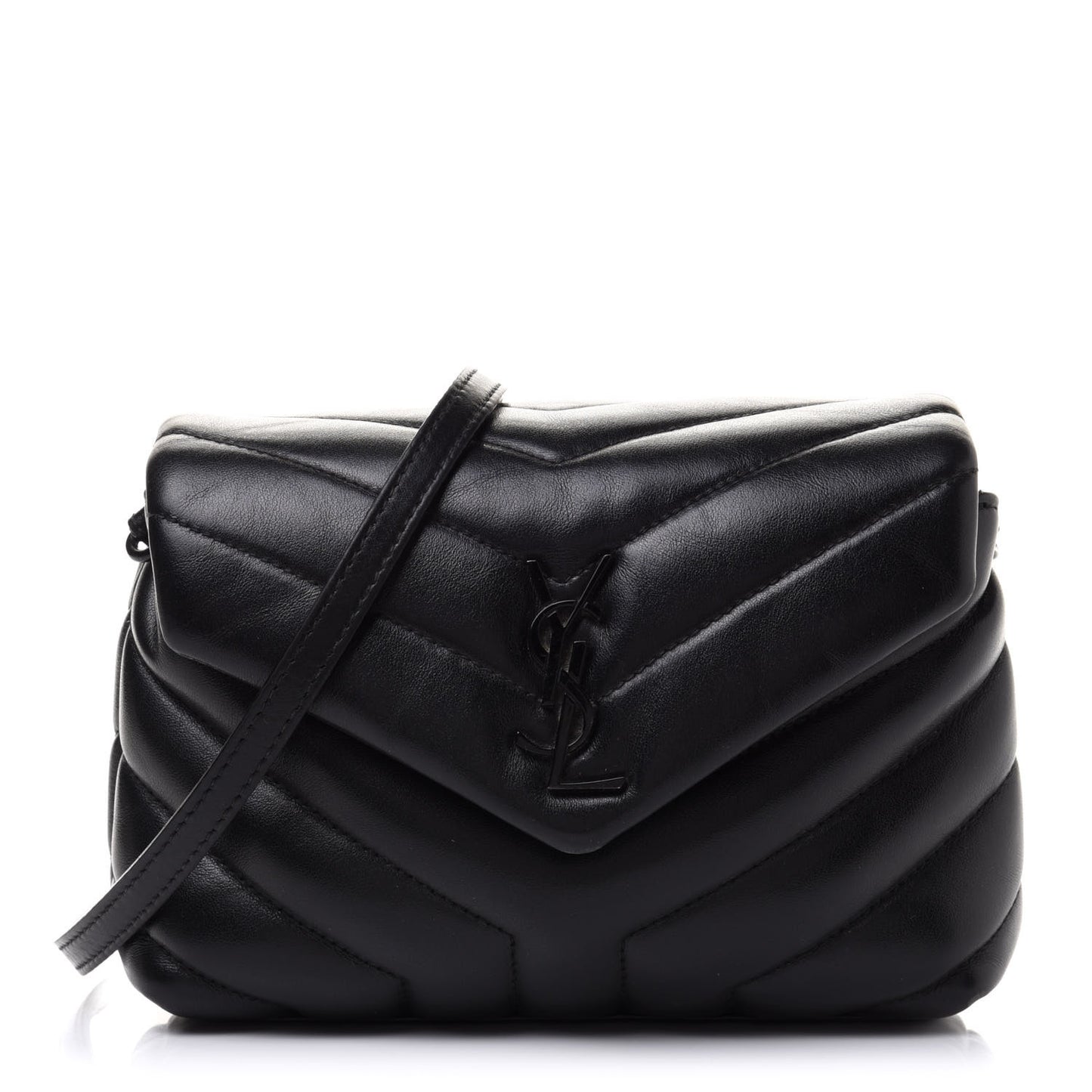 Calfskin Y Quilted Monogram Toy Loulou Crossbody Bag Black