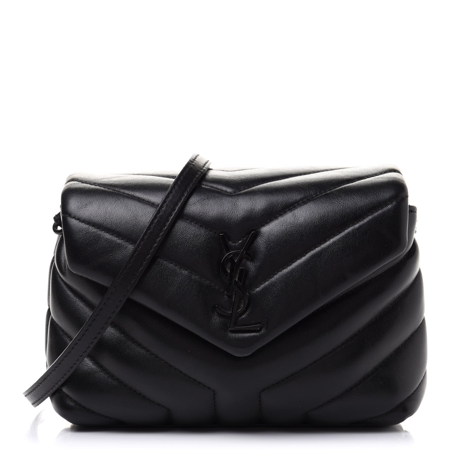 Saint Laurent Calfskin Y Quilted Monogram Toy Loulou Crossbody Bag Black 1 of 14