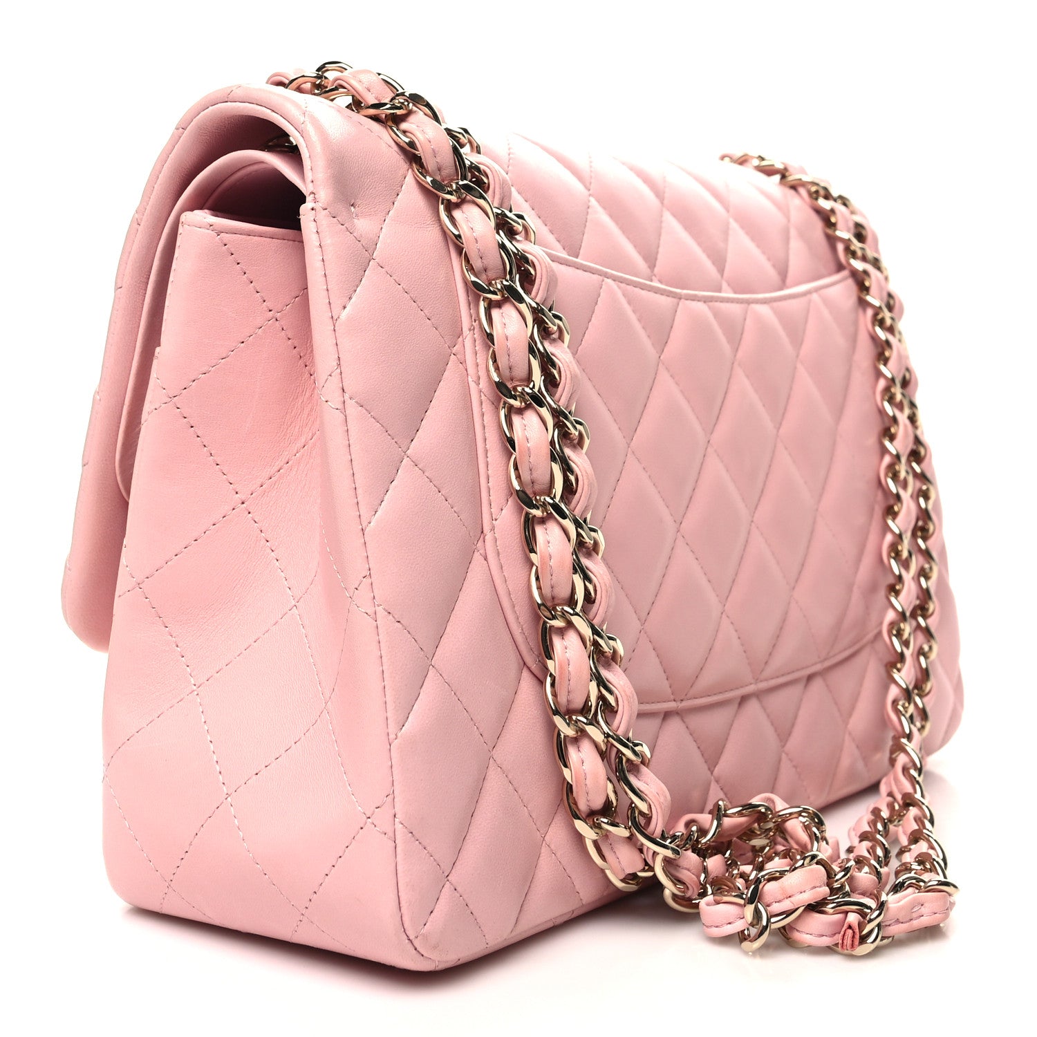 Chanel Lambskin Quilted Jumbo Double Flap Light Pink 3 of 11