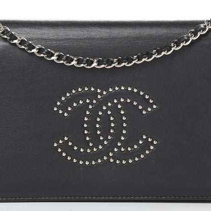 Chanel Lambskin Studded CC Wallet On Chain WOC Black 9 of 19
