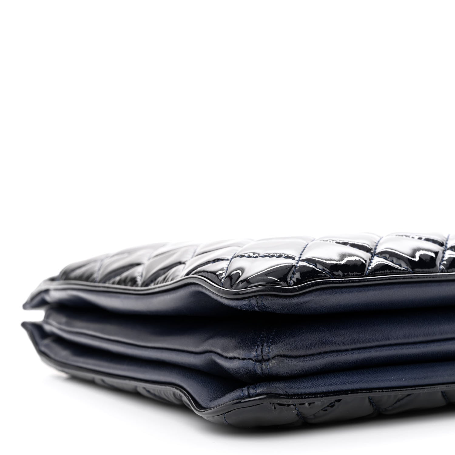 Chanel Patent Quilted Accordion Shopping Tote Navy 9 of 11