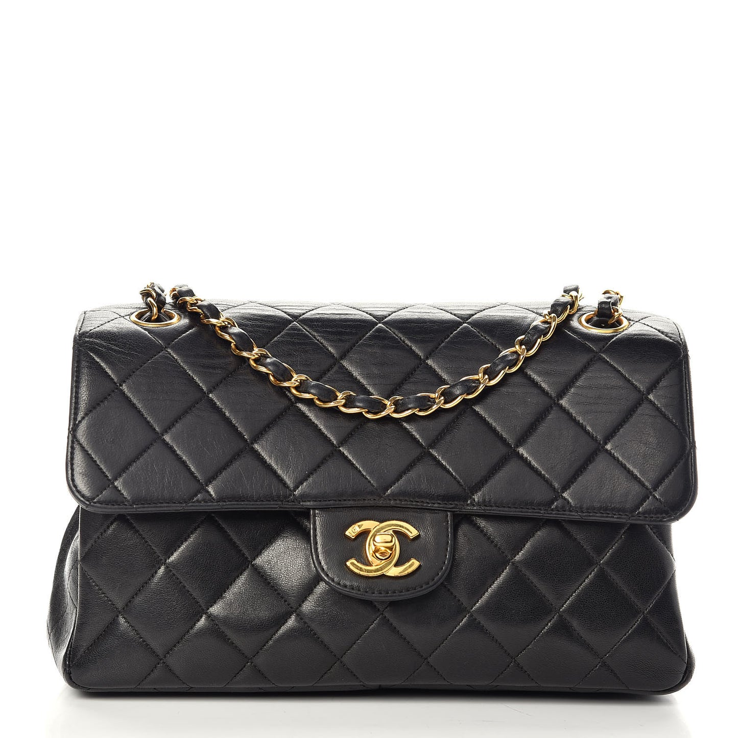 Lambskin Quilted Medium Double Sided Flap Black