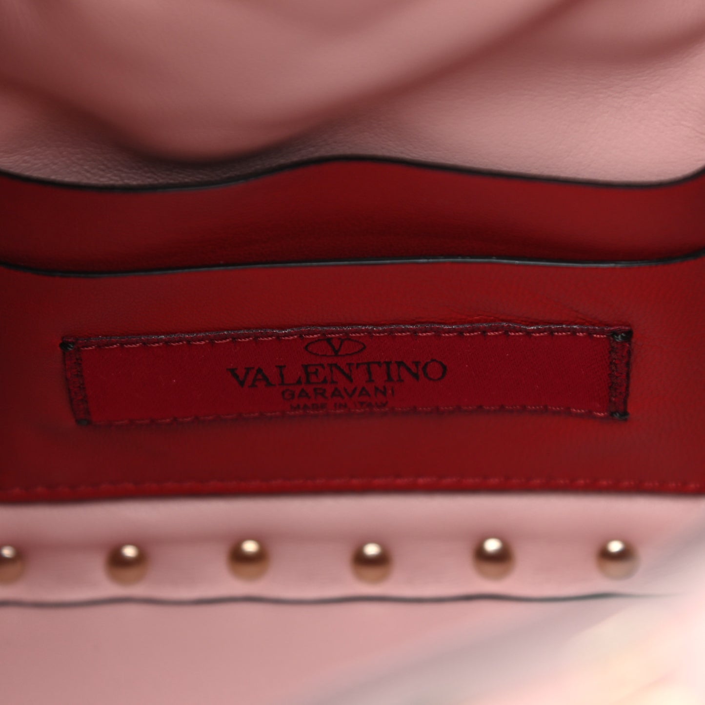 Lambskin Mini Rockstud Spike Bucket Bag Water Rose