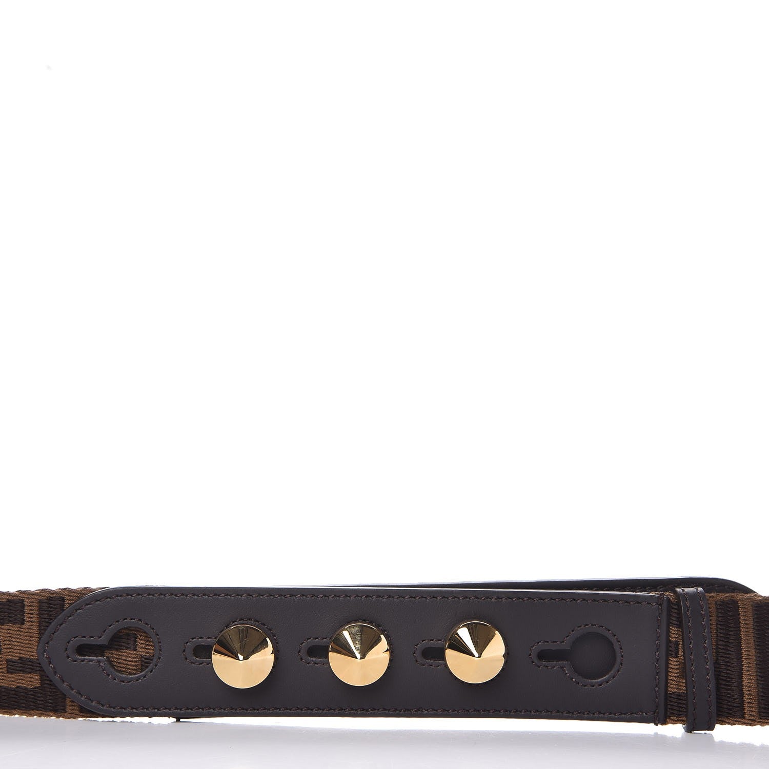 Fendi Ribbon Vitello Century FF 1974 Studded Strap You Fango Marrone Ebano 4 of 5
