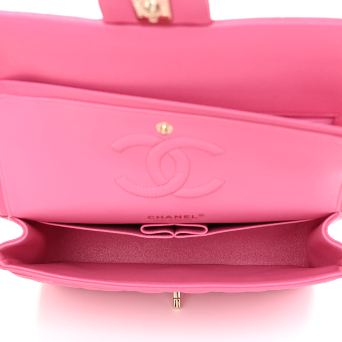 Caviar Quilted Medium Double Flap Pink