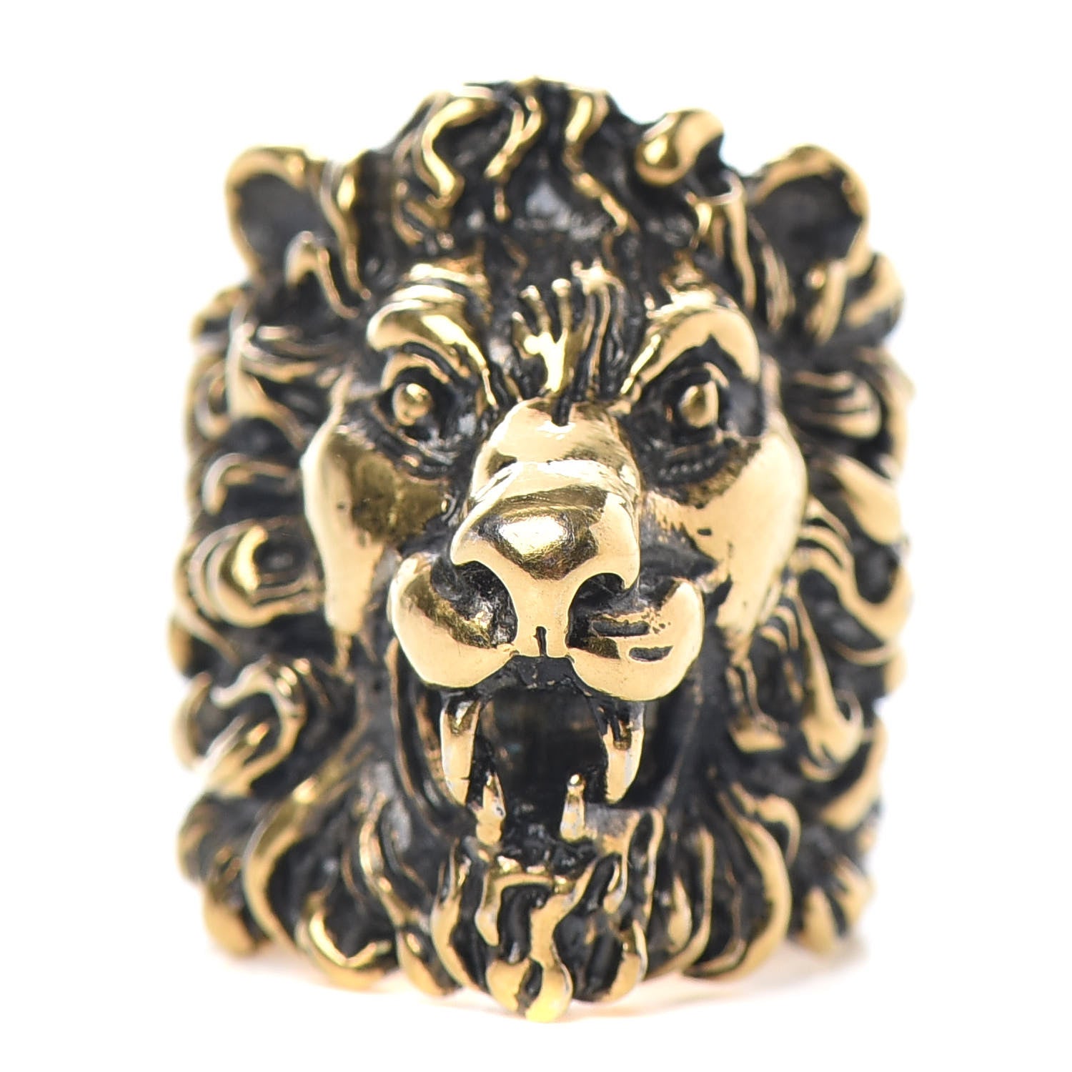 Gucci Metal Lion Head Ring 6.75 Aged Gold 1 of 5