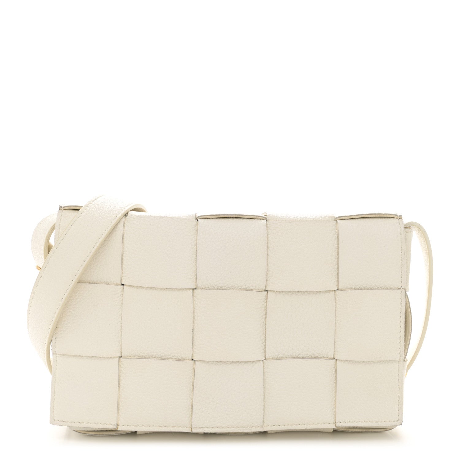Bottega Veneta Grained Calfskin Maxi Intrecciato Cassette Crossbody Bag White 1 of 13