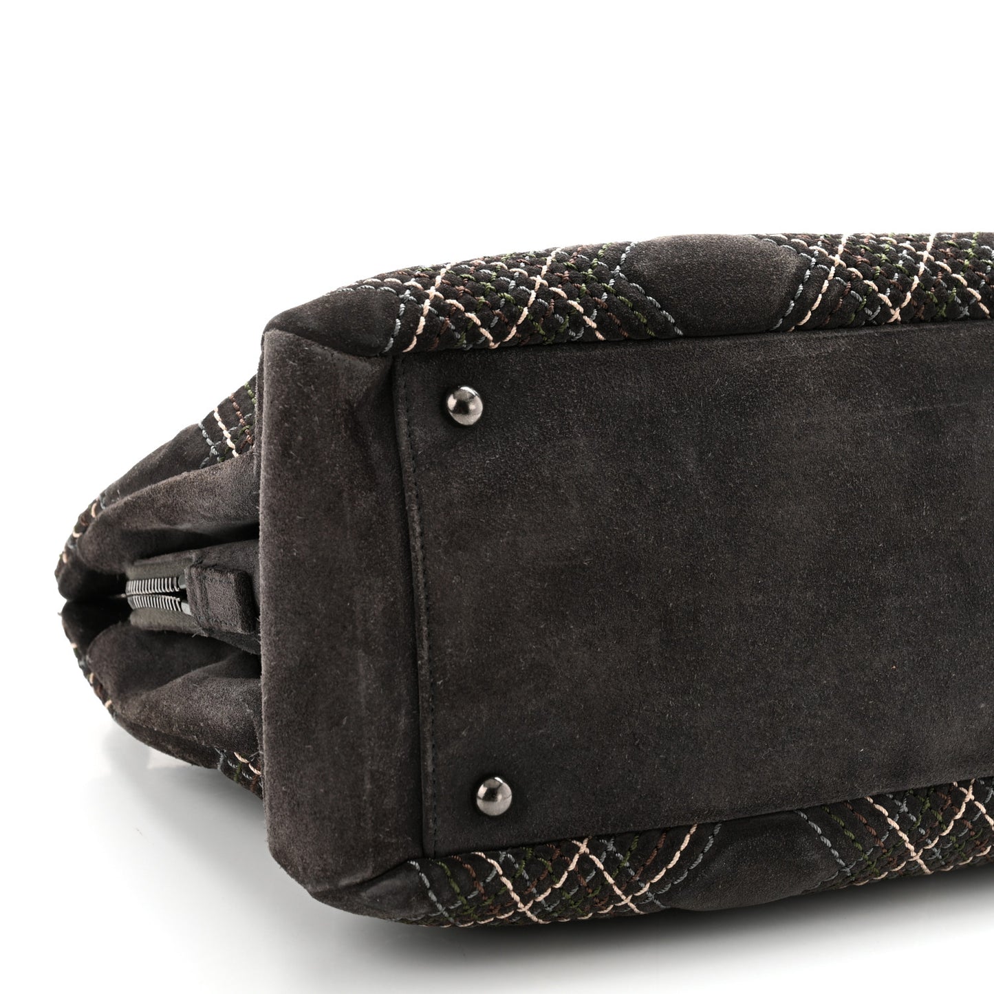 Suede Stitched Saltire CC Zip Shopping Tote Grey Multicolor