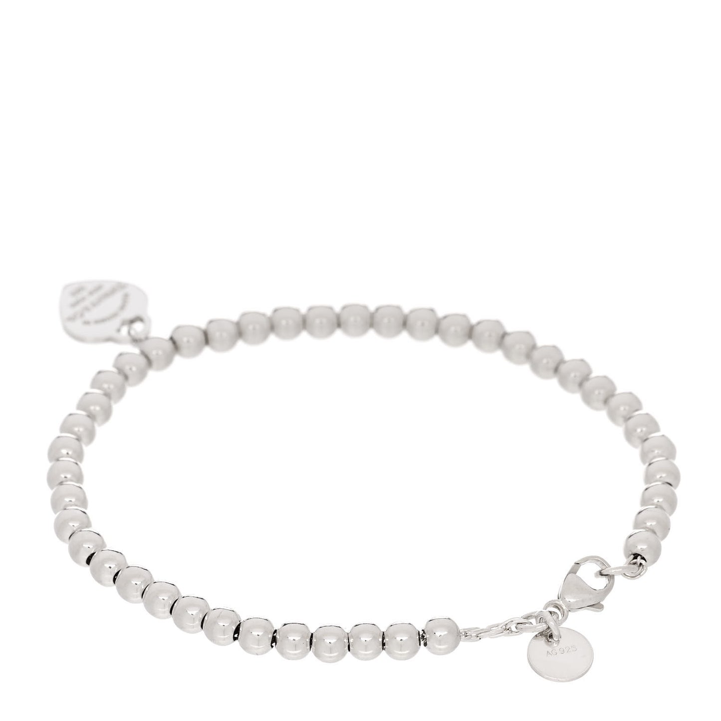 Sterling Silver Enamel 4mm Return To Tiffany Heart Tag Bead Bracelet Blue