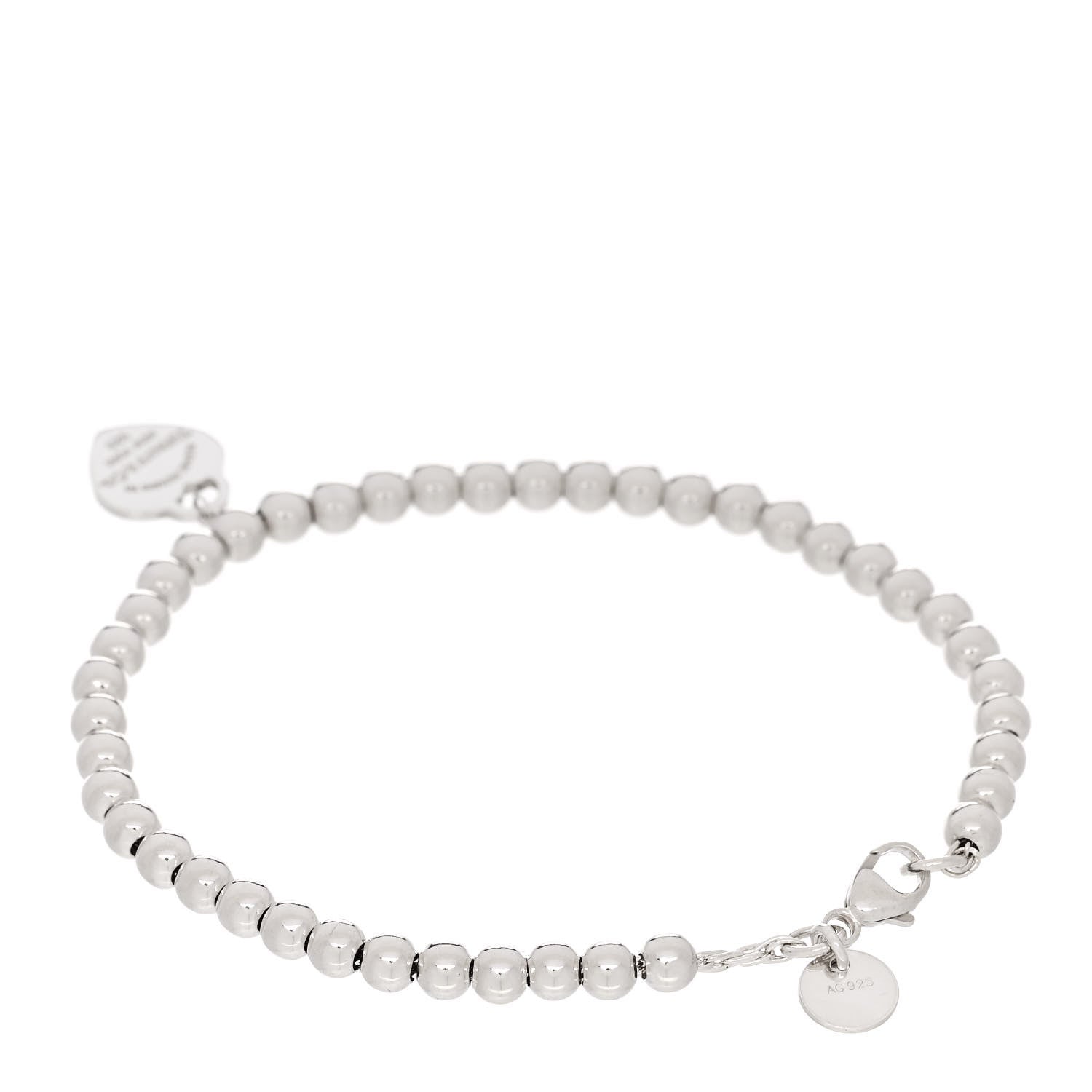 Tiffany Sterling Silver Enamel 4mm Return To Tiffany Heart Tag Bead Bracelet Blue 4 of 7