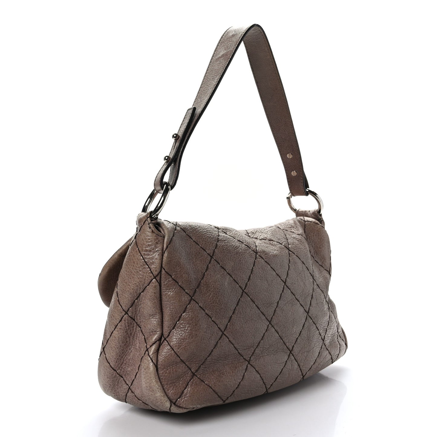 Glazed Calfskin Stitched On The Road Flap Beige