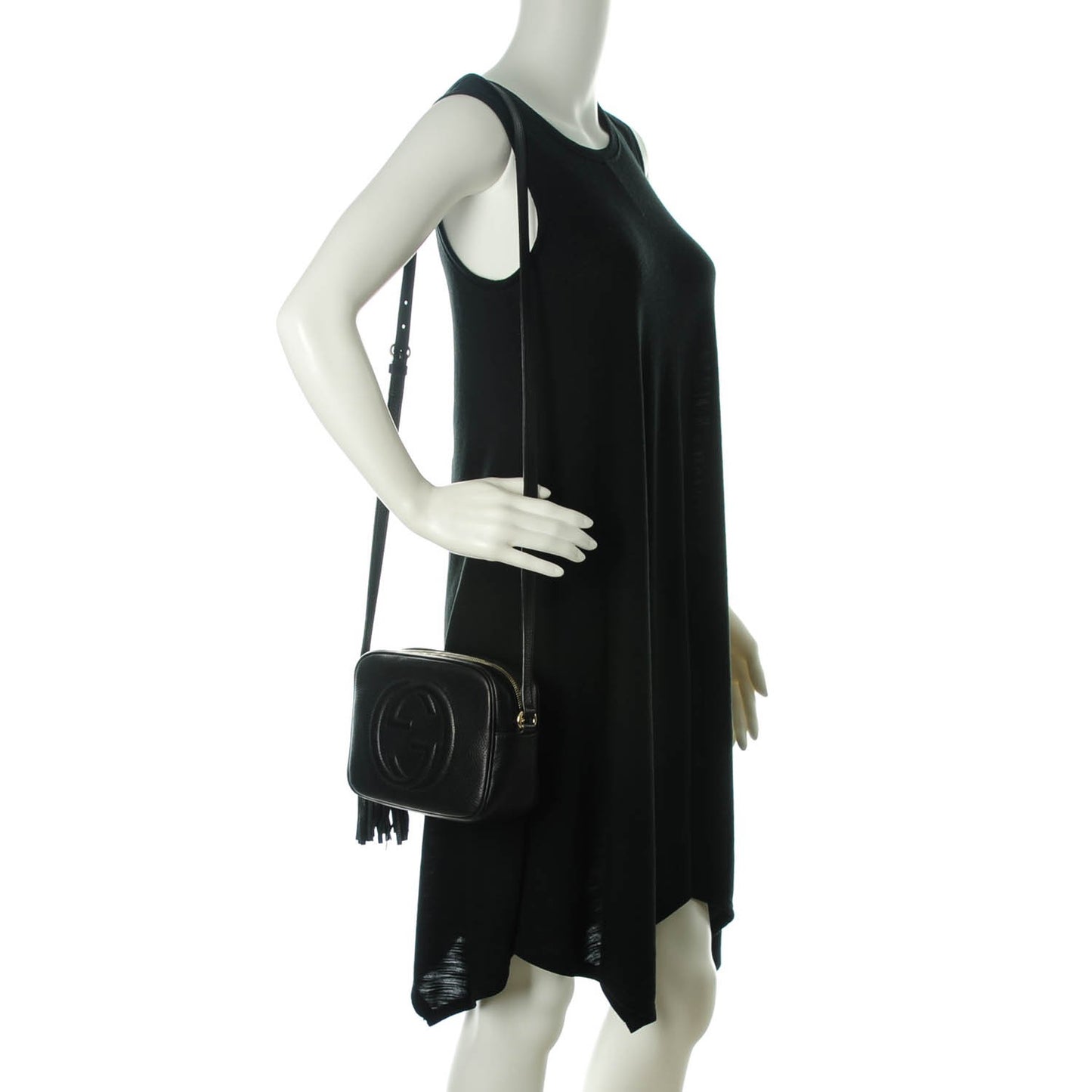 Pebbled Calfskin Small Soho Disco Bag Black